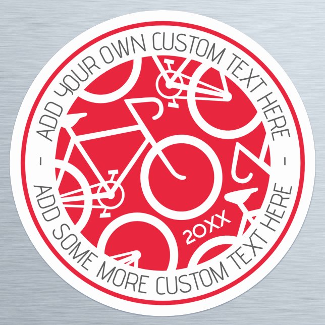 Custom Text Bicycle Red Classic Round Sticker (Creator Uploaded)