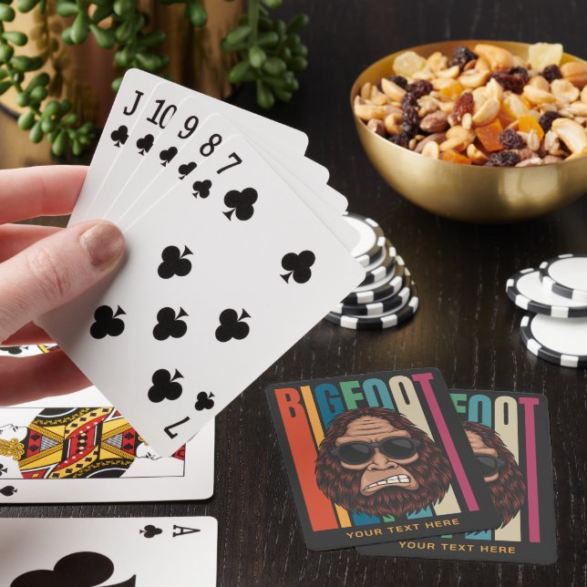 Custom Text Bigfoot Playing Cards (In Situ)