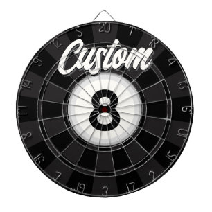 Custom Text Billiard 8 Ball Design - Black & White Dartboard