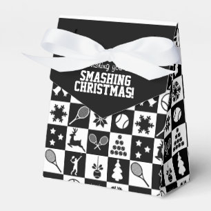 Custom text  black and white Christmas tennis  Fav Favour Box