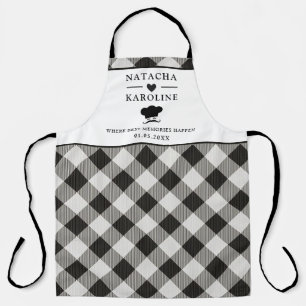 Custom Text, Black and White Kitchen Apron