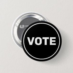 Custom Text Black and White Vote 6 Cm Round Badge