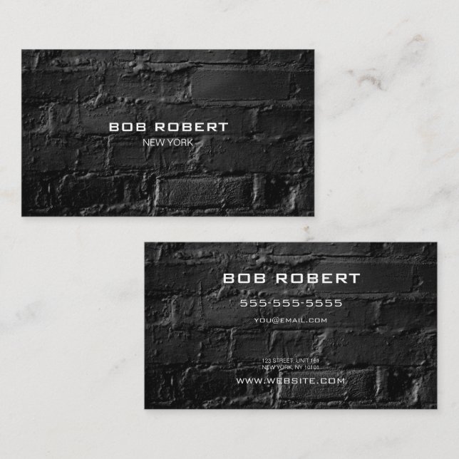 CUSTOM TEXT - Black Bricks Business Card (Front/Back)