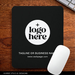 Custom Text Black Business Company Logo Mouse Pad