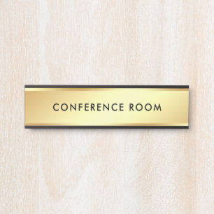 Custom Text Black Gold Template Conference Room Door Sign