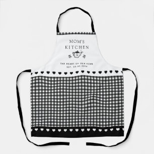 Custom Text Black & White Buffalo Check Gingham Apron