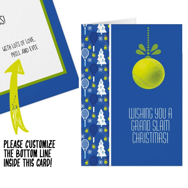 🎾🎄Custom text,  blue and  green Tennis bauble (Creator Uploaded)