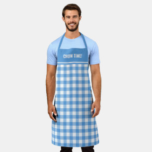 Custom Text Blue and White Buffalo Plaid Apron