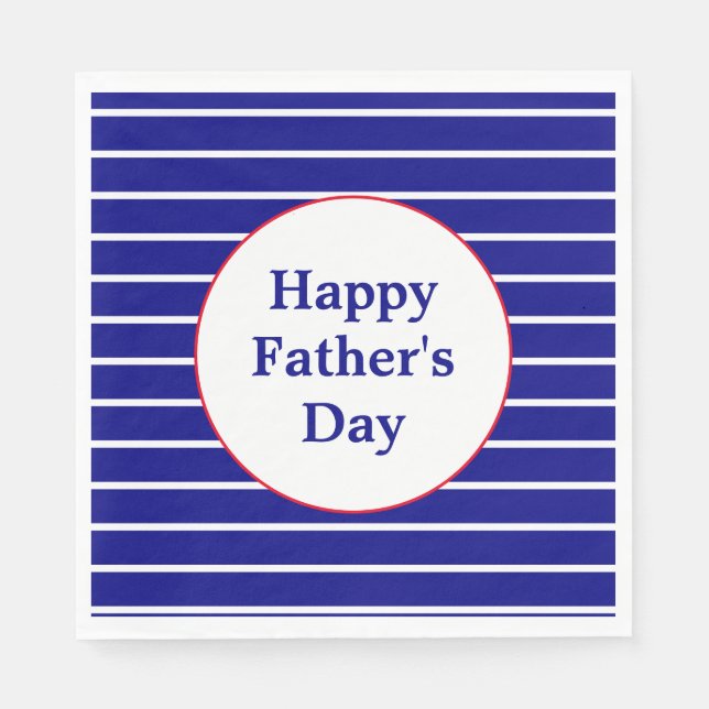 Custom Text Blue and White Striped | Father's Day Napkin (Front)