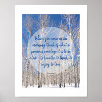 Custom Text Blue Sky Towering Aspens In Snow Photo