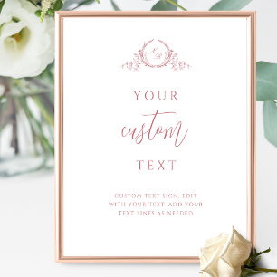 Custom Text Blush Pink with Monogram Wedding Sign