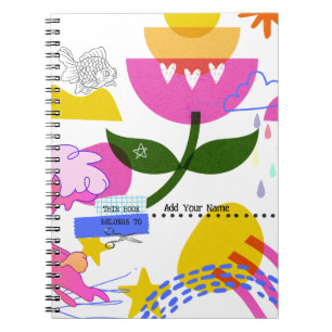 CUSTOM TEXT - Bold Collage with Fish Notebook