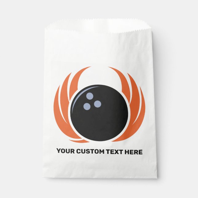 Custom Text Bowling Ball with Flame Favour Bags (Front)
