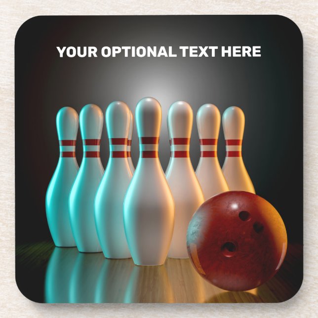 Custom Text Bowling Strike coaster set (Front)