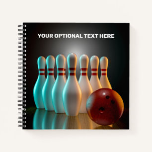 Custom Text Bowling Strike coaster set Notebook