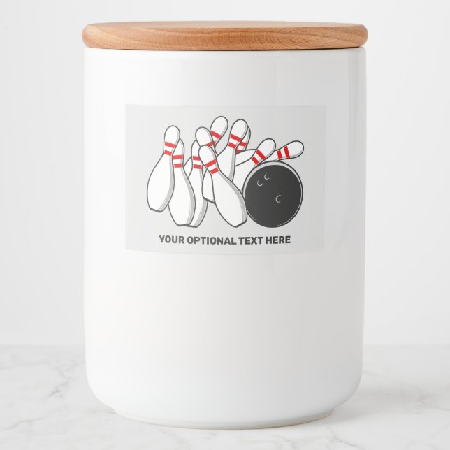 Custom Text Bowling Strike Food Label (Front)