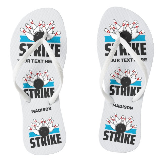 Custom Text Bowling Strike Jandals (Footbed)