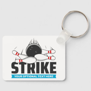 Custom Text Bowling Strike Key Ring