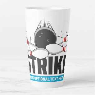 Custom Text Bowling Strike Latte Mug