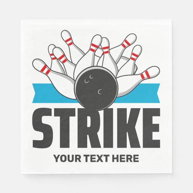 Custom text Bowling Strike Napkin (Front)