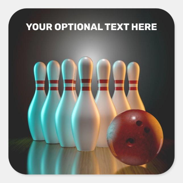 Custom Text Bowling Strike Square Sticker (Front)