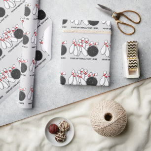 Custom Text Bowling Strike Wrapping Paper