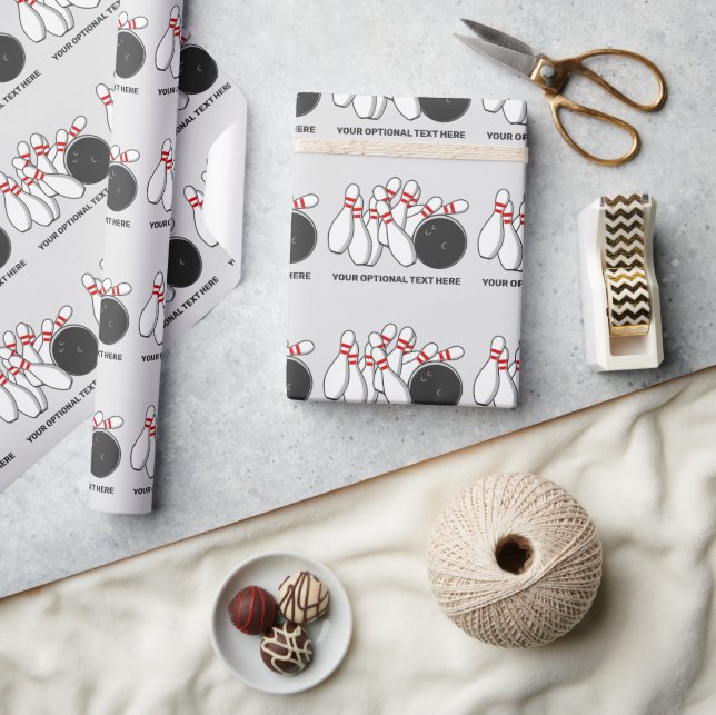 Custom Text Bowling Strike Wrapping Paper (Crafts)