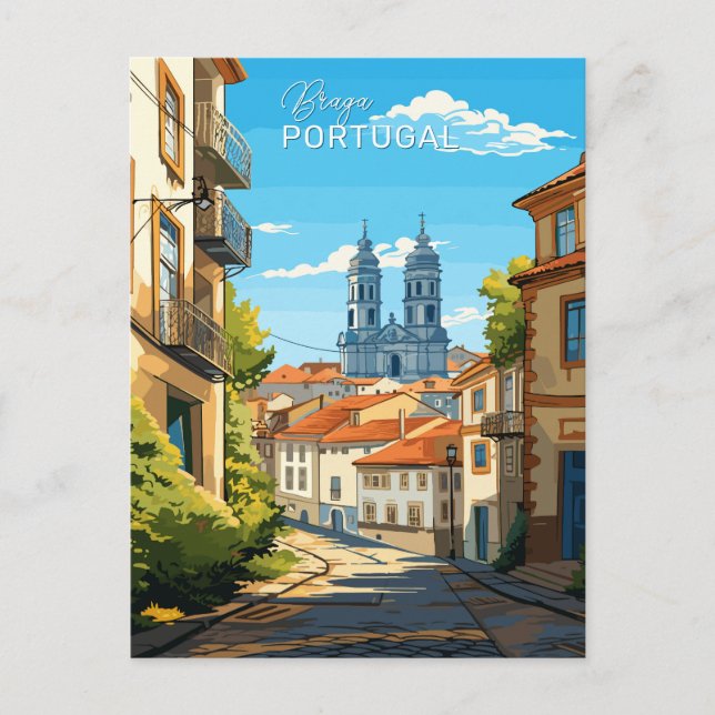 Custom Text Braga Portugal Postcard (Front)