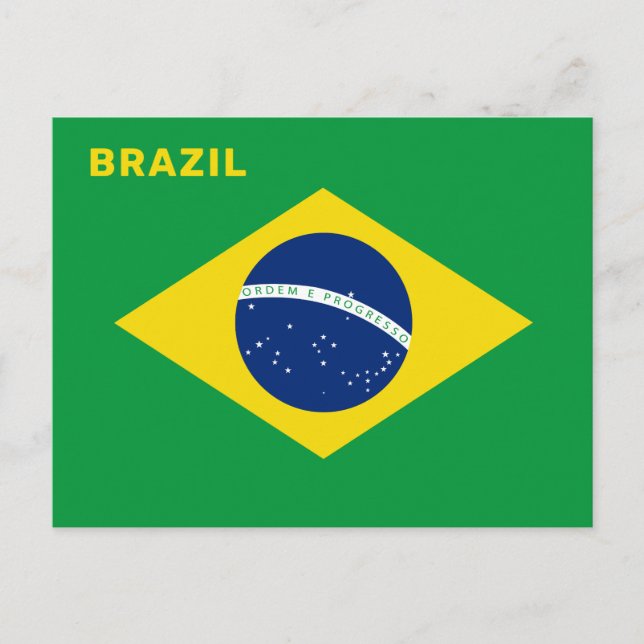 Custom Text Brazil Flag Postcard (Front)