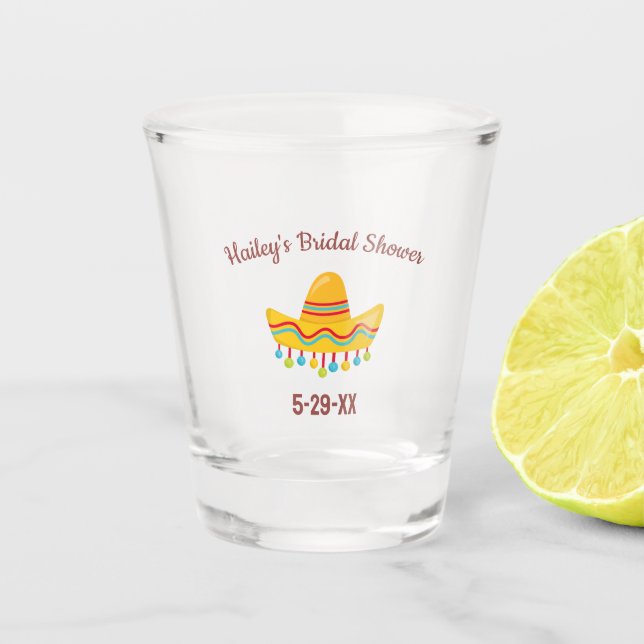 Custom Text Bridal Shower Personalised Sombrero Shot Glass (Front)
