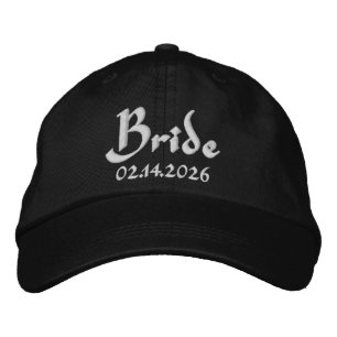 Custom Text Bride With Date Embroidered Hat