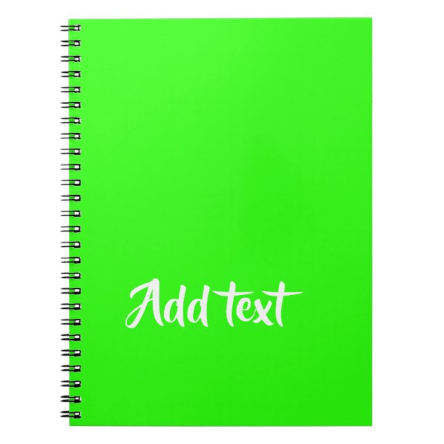 Custom text bright green plain notebook (Front)