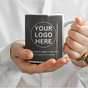 Custom Text & Business Logo l Branded Grey Promo Mug