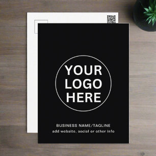 Custom Text & Business Logo Professional Black  Postcard