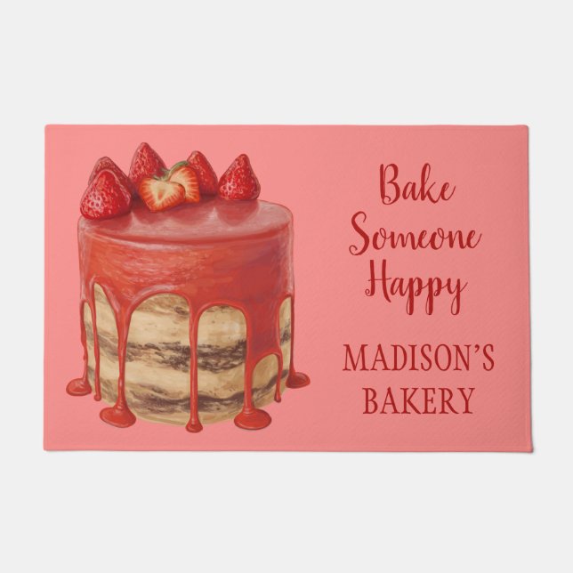 Custom text Cake Illustration door mats (Front)