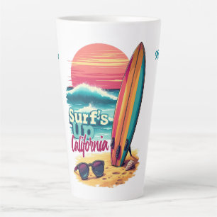 Custom Text California Surfing Latte Mug