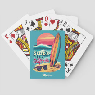 Custom Text California Surfing Playing Cards