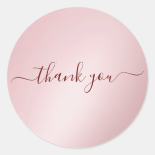 Custom Text Callgraphy Luxury Rose Gold Thank You Classic Round Sticker