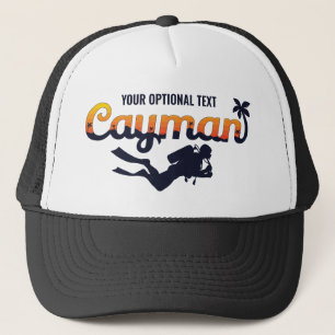 Custom Text Cayman Islands Scuba Diver Trucker Hat