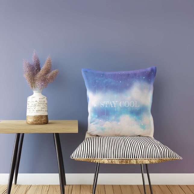 Custom Text Celestial Blue Nebula Throw Pillow (Creator Uploaded)