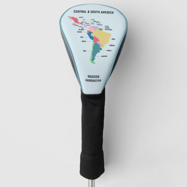 Custom Text Central & South America Golf Head Cover (Front)