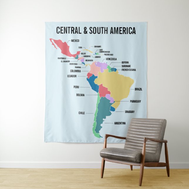 Custom Text Central & South America Tapestry (In Situ)
