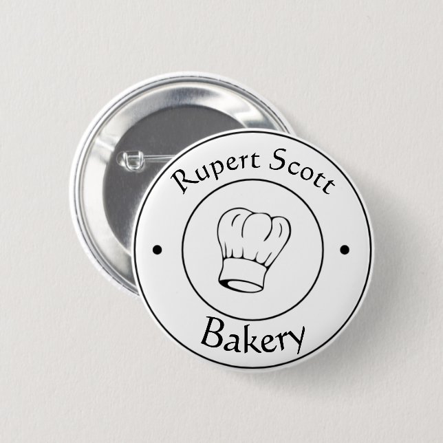 Custom text chef's hat business logo 6 cm round badge (Front & Back)