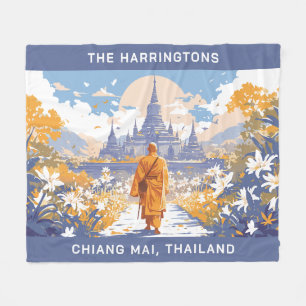 Custom Text Chiang Mai Thailand Fleece Blanket