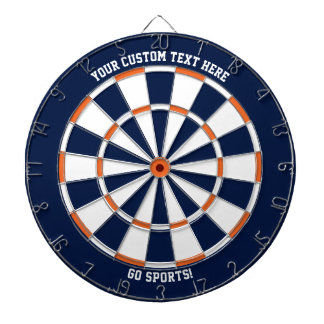 Custom Text Chicago Illinois Sports Blue Orange Dartboard