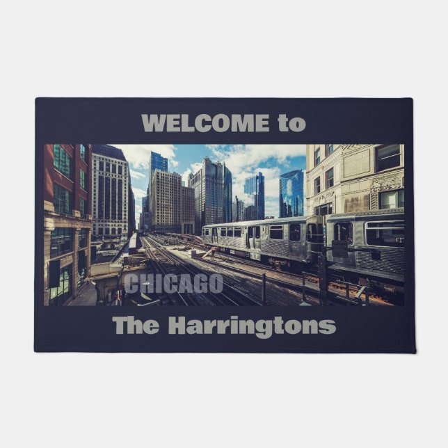 Custom Text Chicago USA Doormat (Front)
