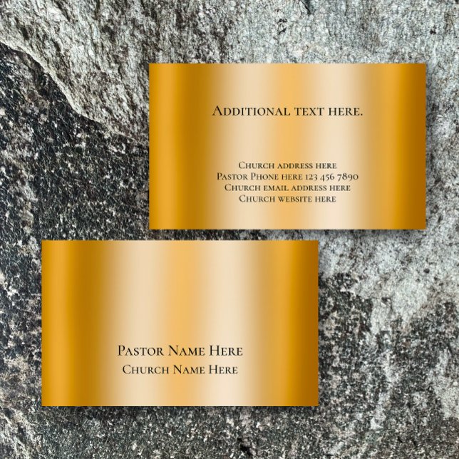 Custom Text Christian Church Pastor Personalised  Business Card (Customize the text on these faux gold gradient business cards. Personalize unique classy modern card)