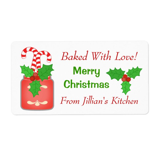 Custom Text Christmas Baking Sticker / Labels (Front)