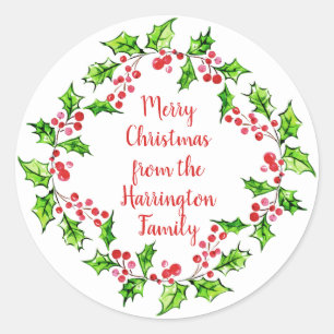 Custom text Christmas Wreath stickers