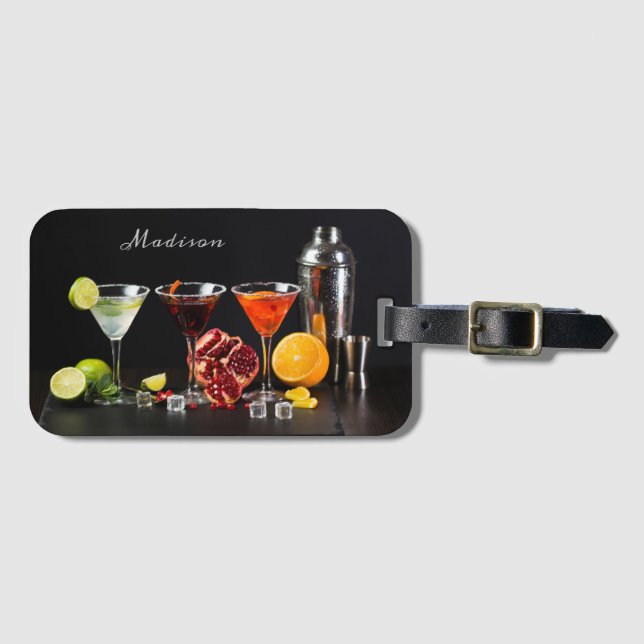 Custom text Cocktail Party Luggage Tag (Front Horizontal)